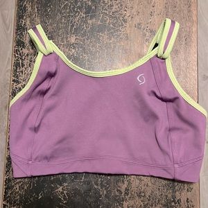 Moving Comfort full support purple/green sports bra. Size 36DD.